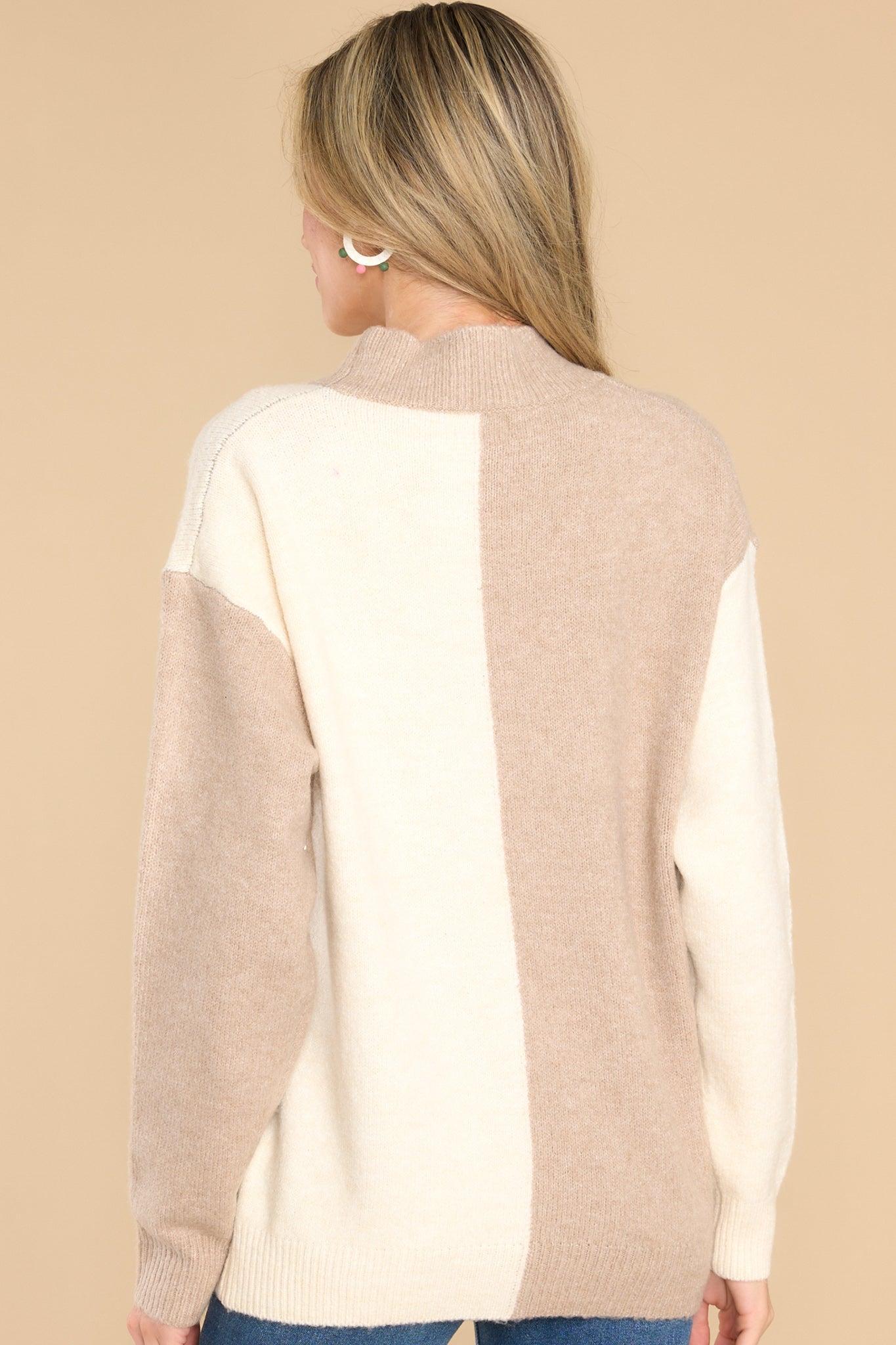 You Wouldn't Get It Ivory Two Toned Sweater Taupe Product Image