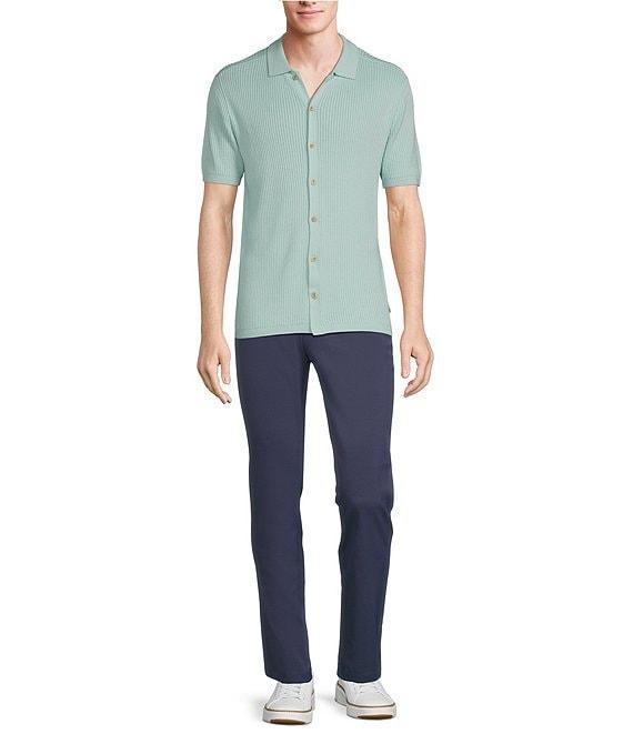 Rowm Tourister Short Sleeve Chunky Twill Sweater Button Front Shirt Product Image