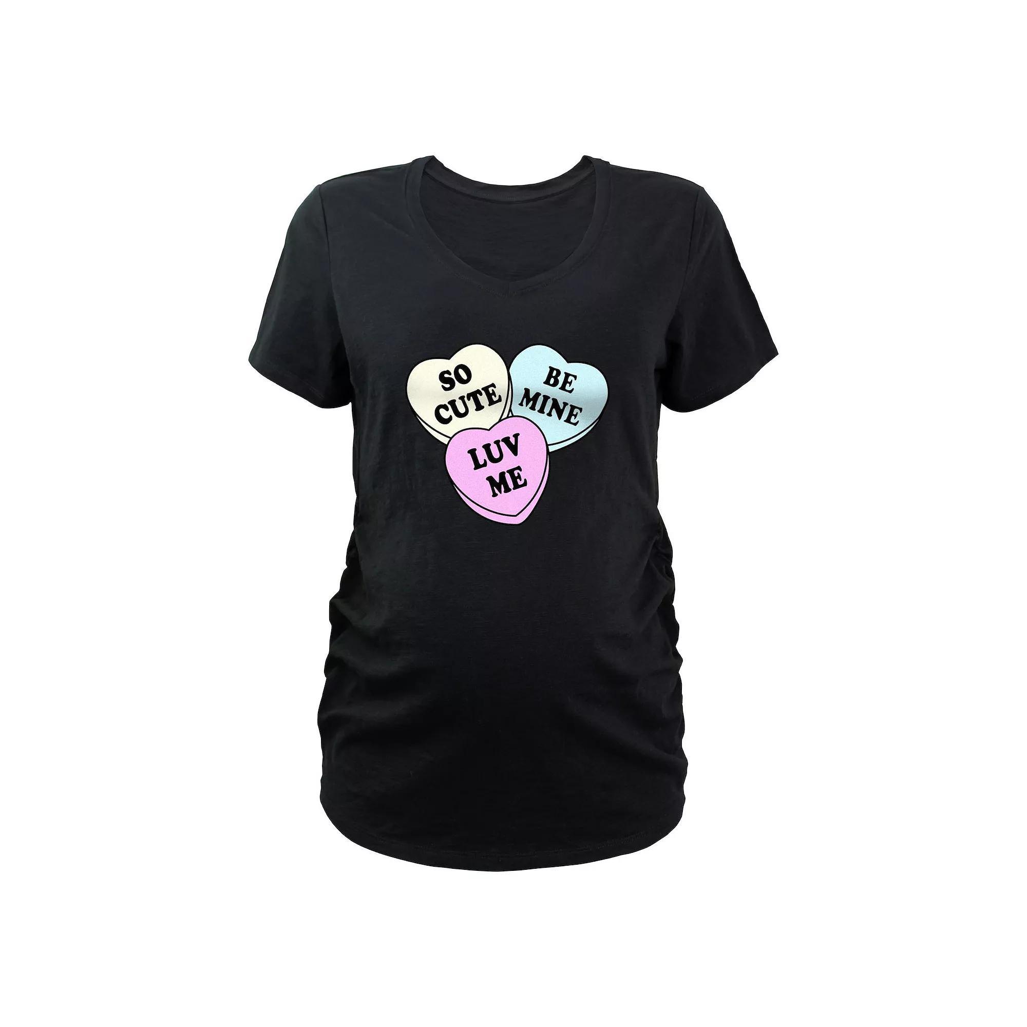 Maternity Valentine's Day Candy Hearts Graphic Tee, Women's,  Product Image