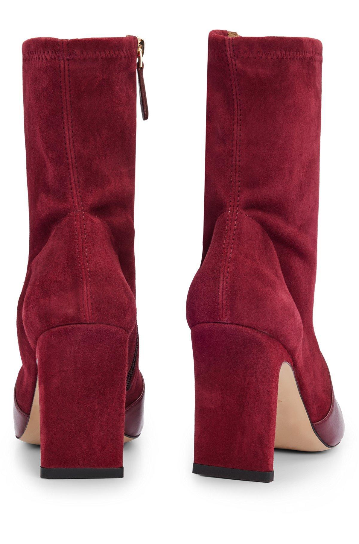 Ankle boots in suede and leather with side zip Product Image