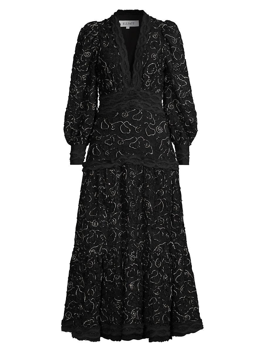 Womens Objet DArt Richter Lace Bishop-Sleeve Maxi Dress Product Image