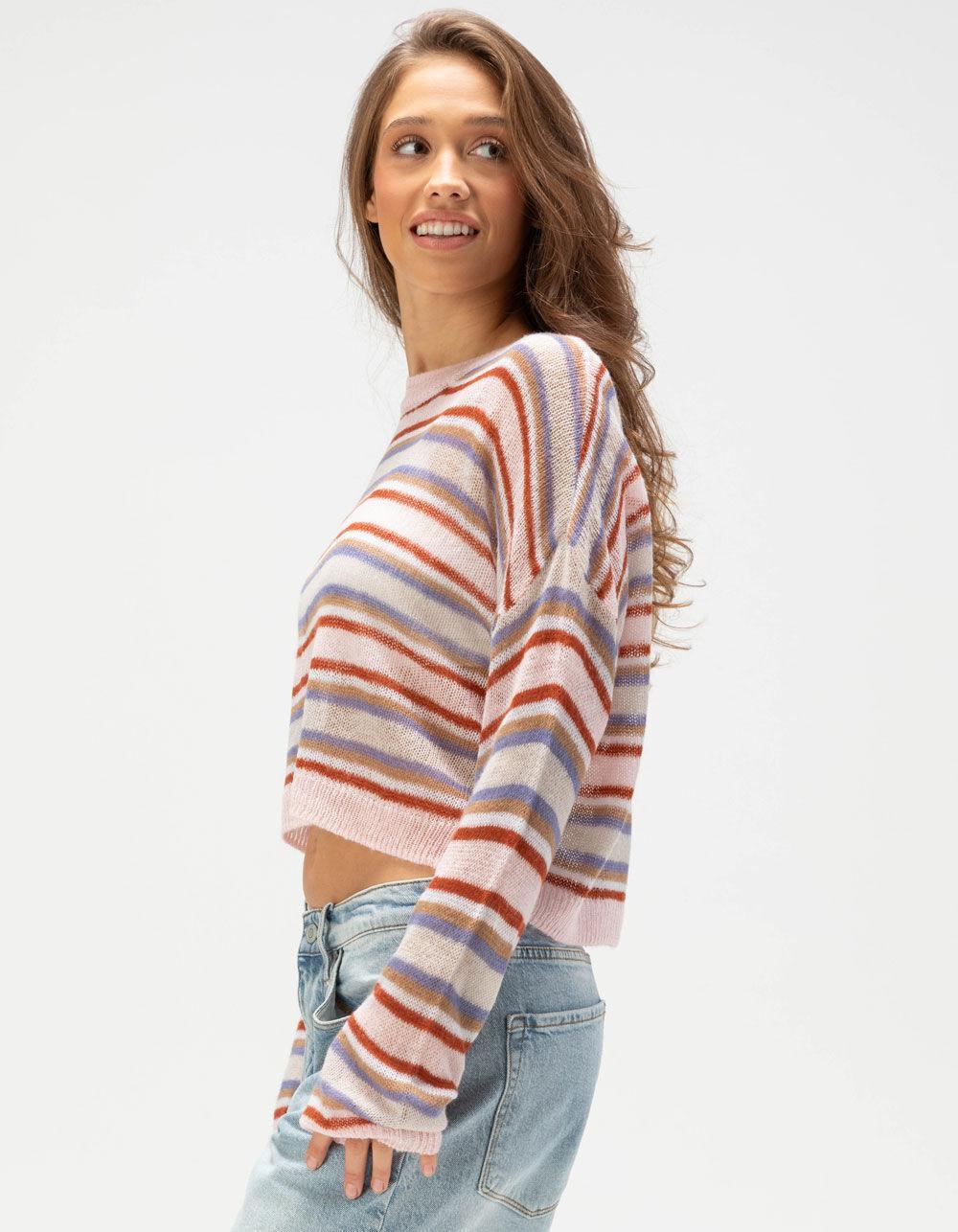 FULL TILT Multi Stripe Womens Mesh Sweater - MULTI Product Image