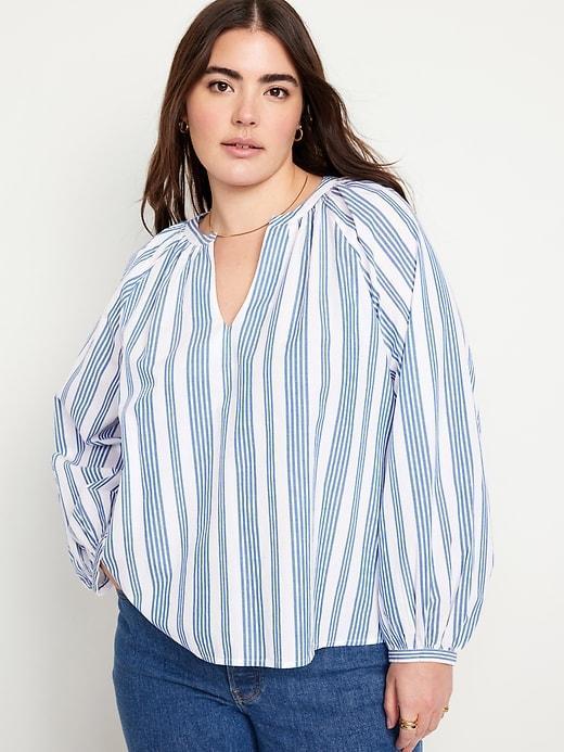 Long-Sleeve Split-Neck Top Product Image