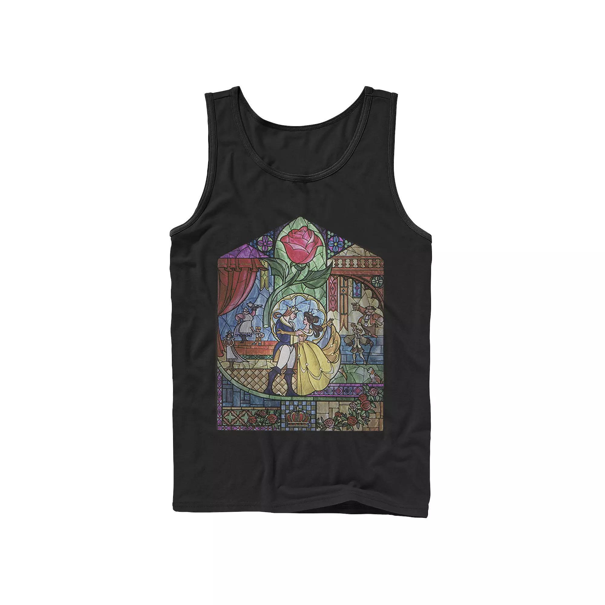 Disney's Beauty & The Beast Men's Stained Glass Rose Tank Top, Size: Large, Black Product Image