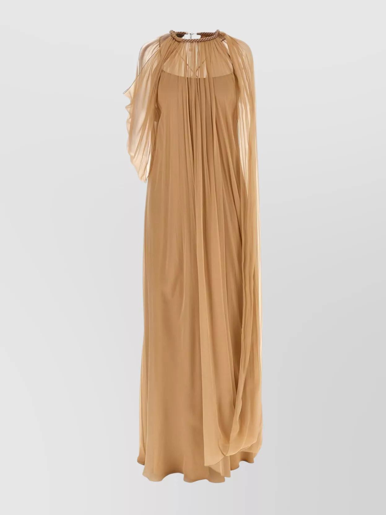 ALBERTA FERRETTI Long Chiffon Dress Dresses Beige Product Image