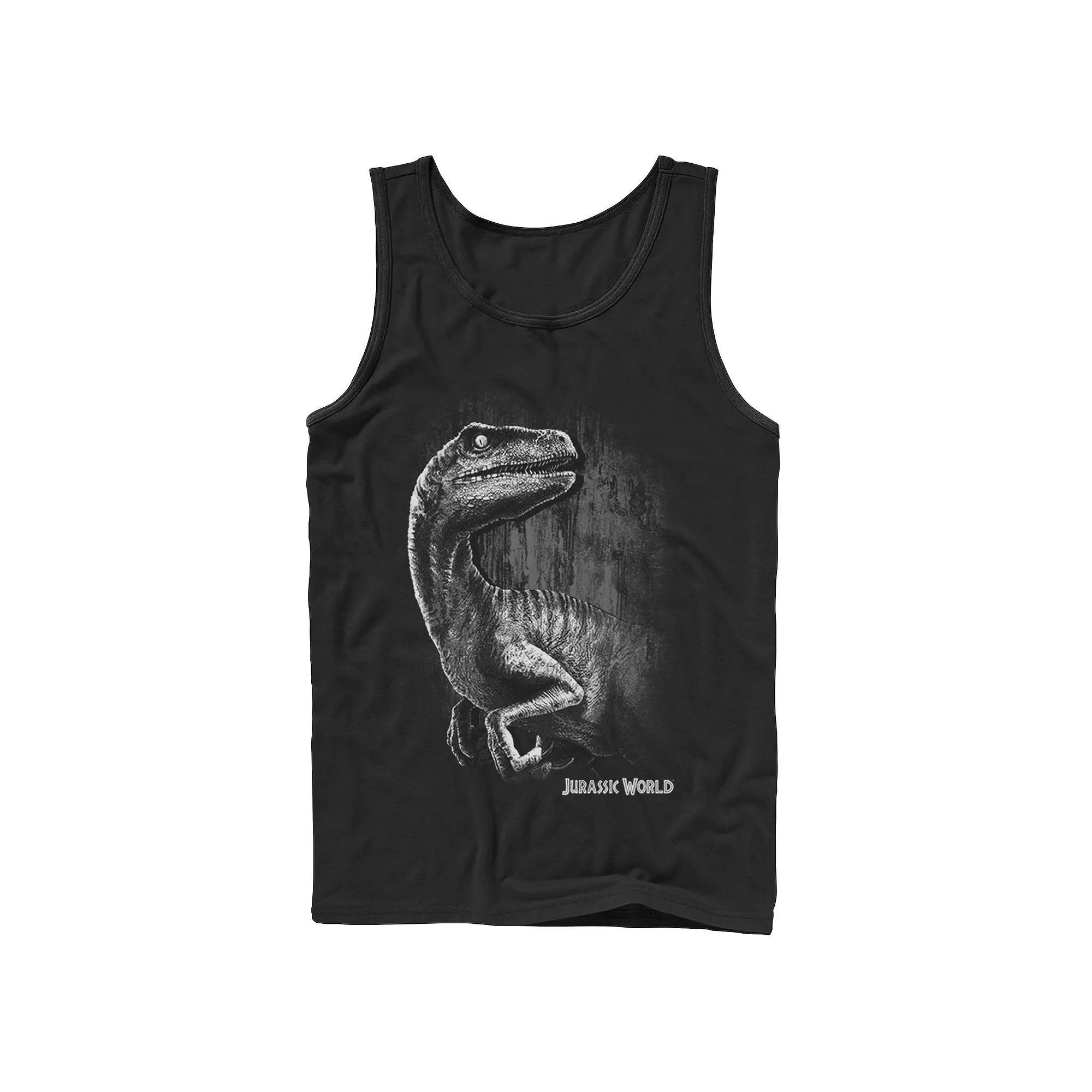 Men's Jurassic World Raptor Grunge Portrait Graphic Tank Top, Size: XL, Black Product Image