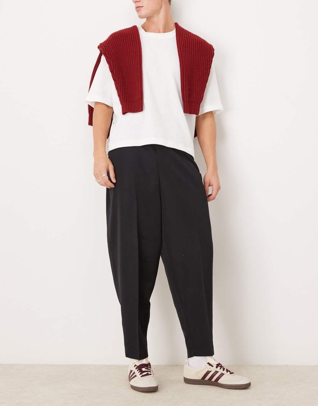 ASOS DESIGN smart baggy balloon fit pants in black Product Image