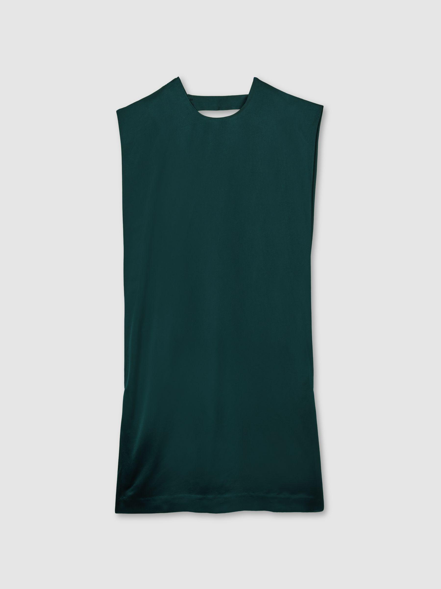 Satin Sleeveless Tunic Dress in Teal Product Image