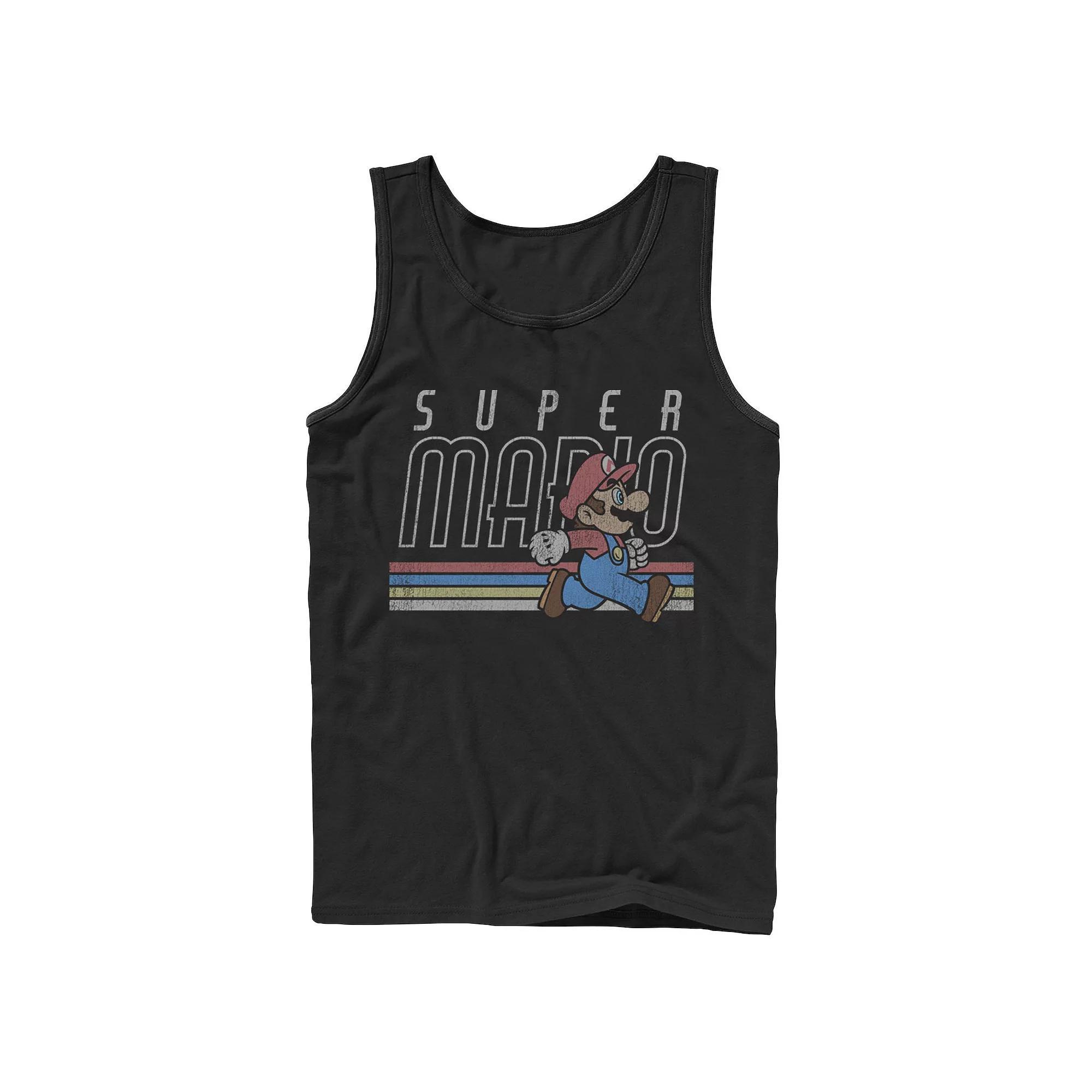 Men's Nintendo Super Mario Retro Rainbow Tank Top, Size: Small, Black Product Image