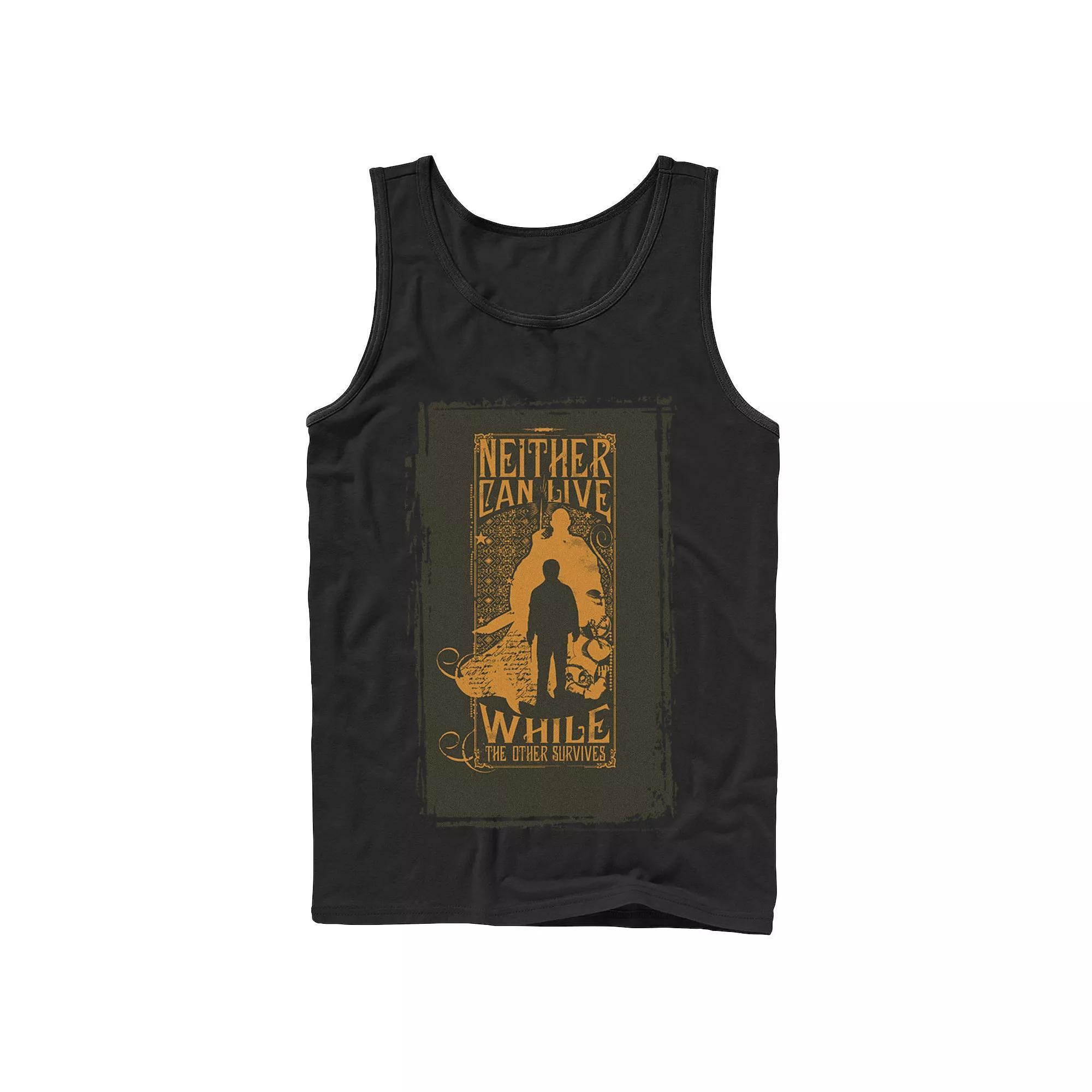 Men's Harry Potter Neither Can Live While The Other Survives Quote Tank Top,  Product Image
