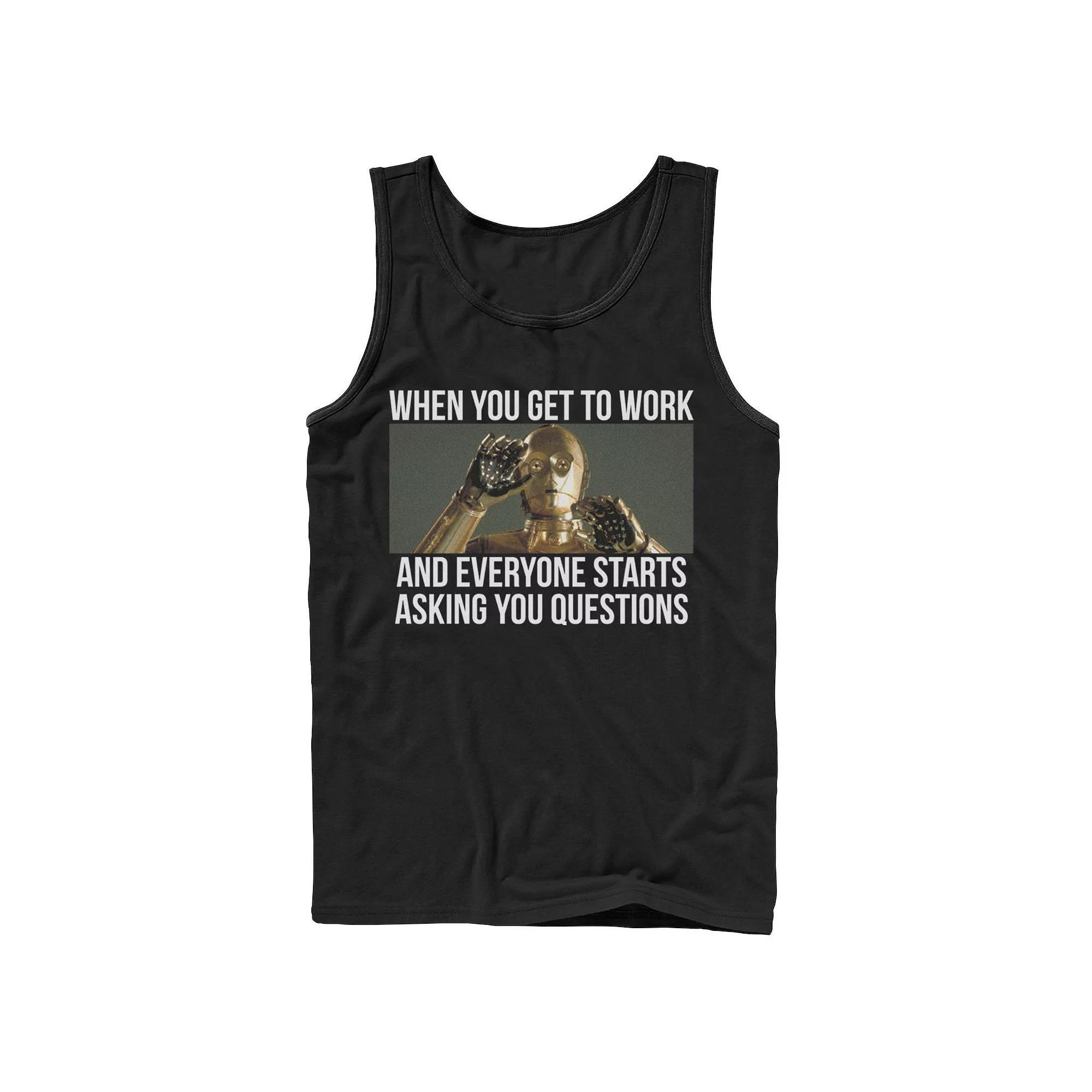 Men's Star Wars C-3PO Everyone Stars Asking Questions Tank Top,  Product Image
