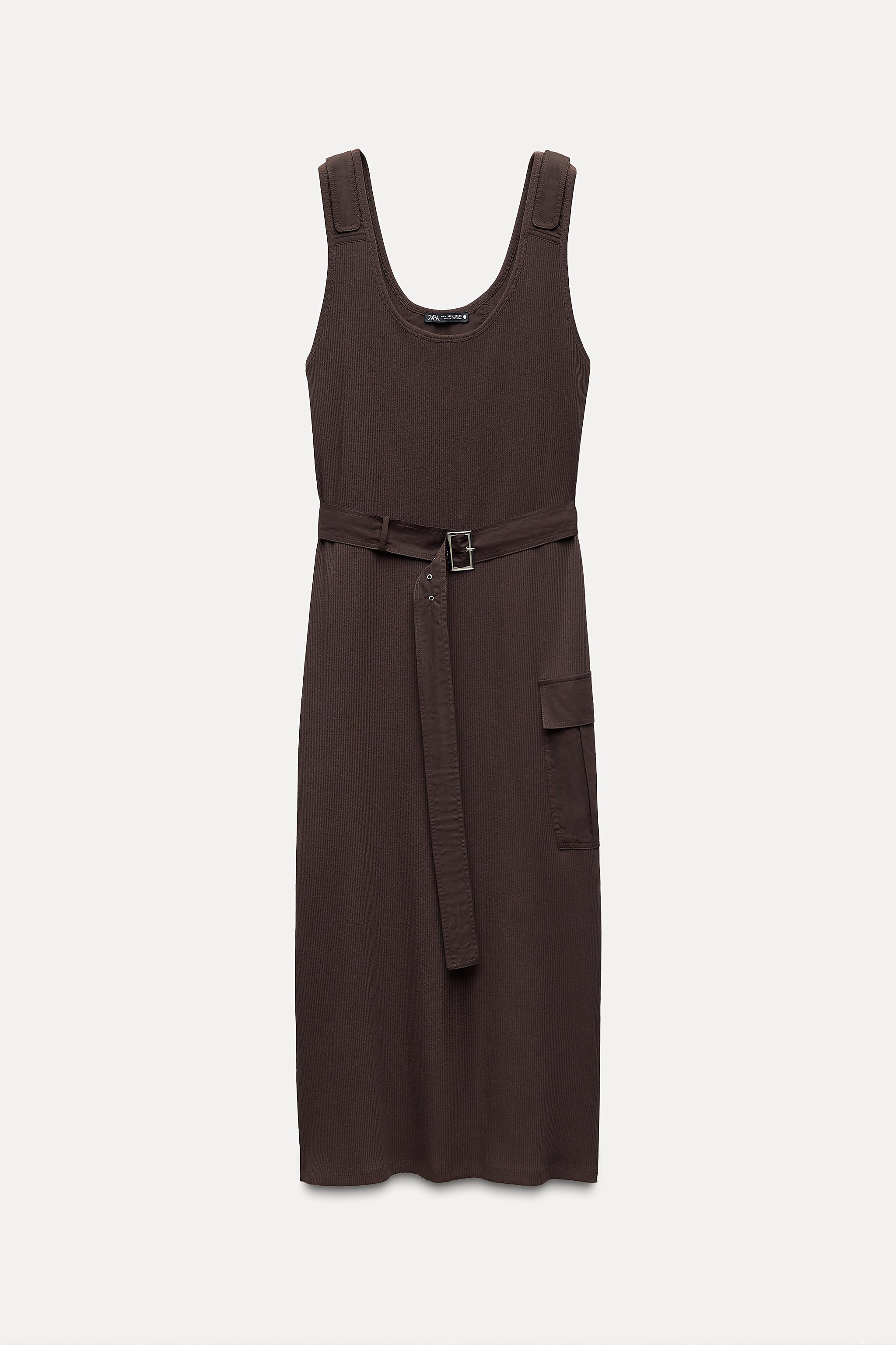 CONTRASTING RIB MIDI DRESS Product Image