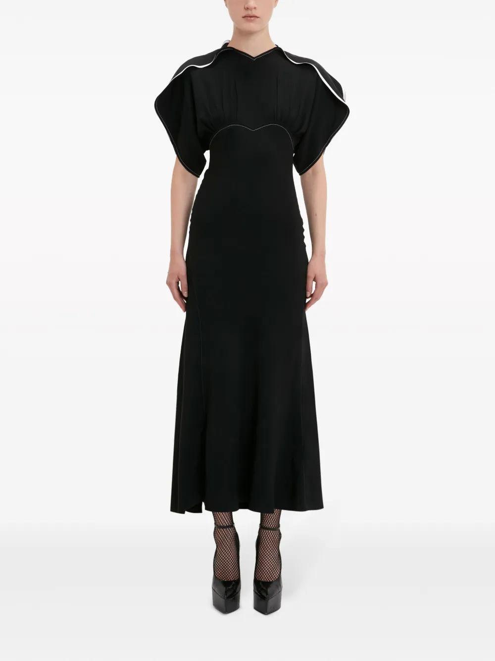 draped-sleeve flared midi dress Product Image