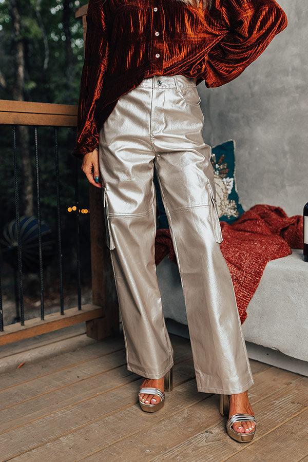 The Hannah High Waist Metallic Cargo Pants Product Image