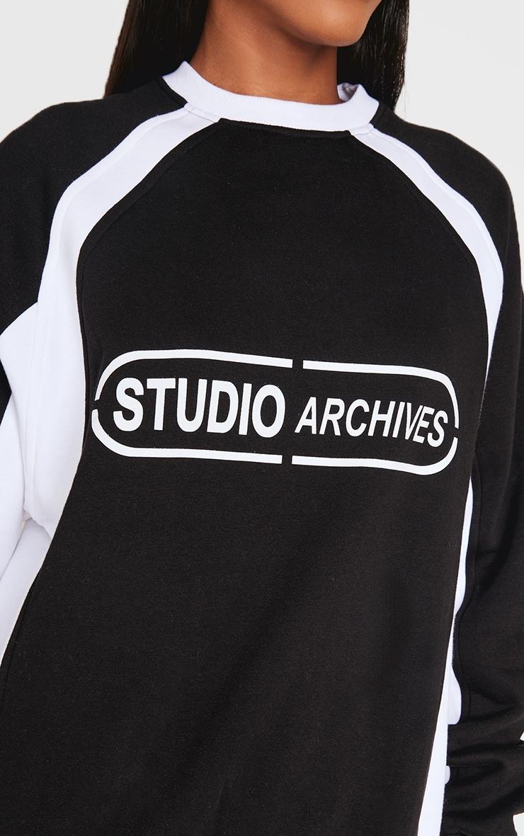  Black Contrast Panel Studio Archives Sweatshirt Product Image