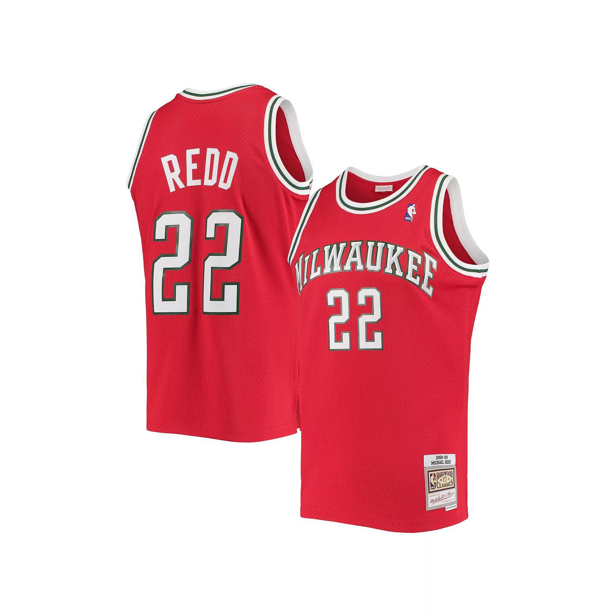Men's Mitchell & Ness Michael Redd Red Milwaukee Bucks 2008-09 Hardwood Classics Swingman Jersey, Size: Small Product Image