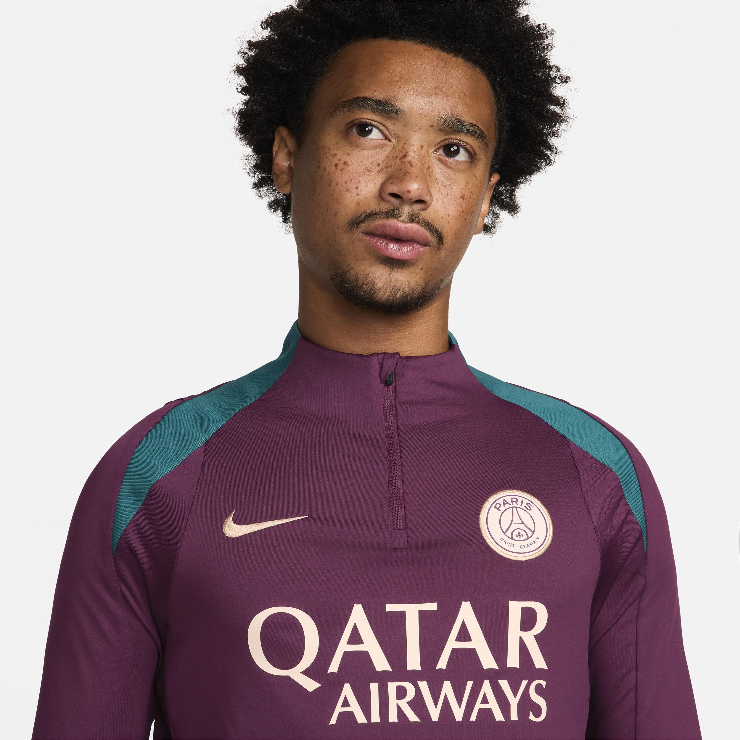 Men's Nike Burgundy Paris Saint-Germain 2024/25 Strike Drill Performance Quarter-Zip Long Sleeve Top,  Product Image