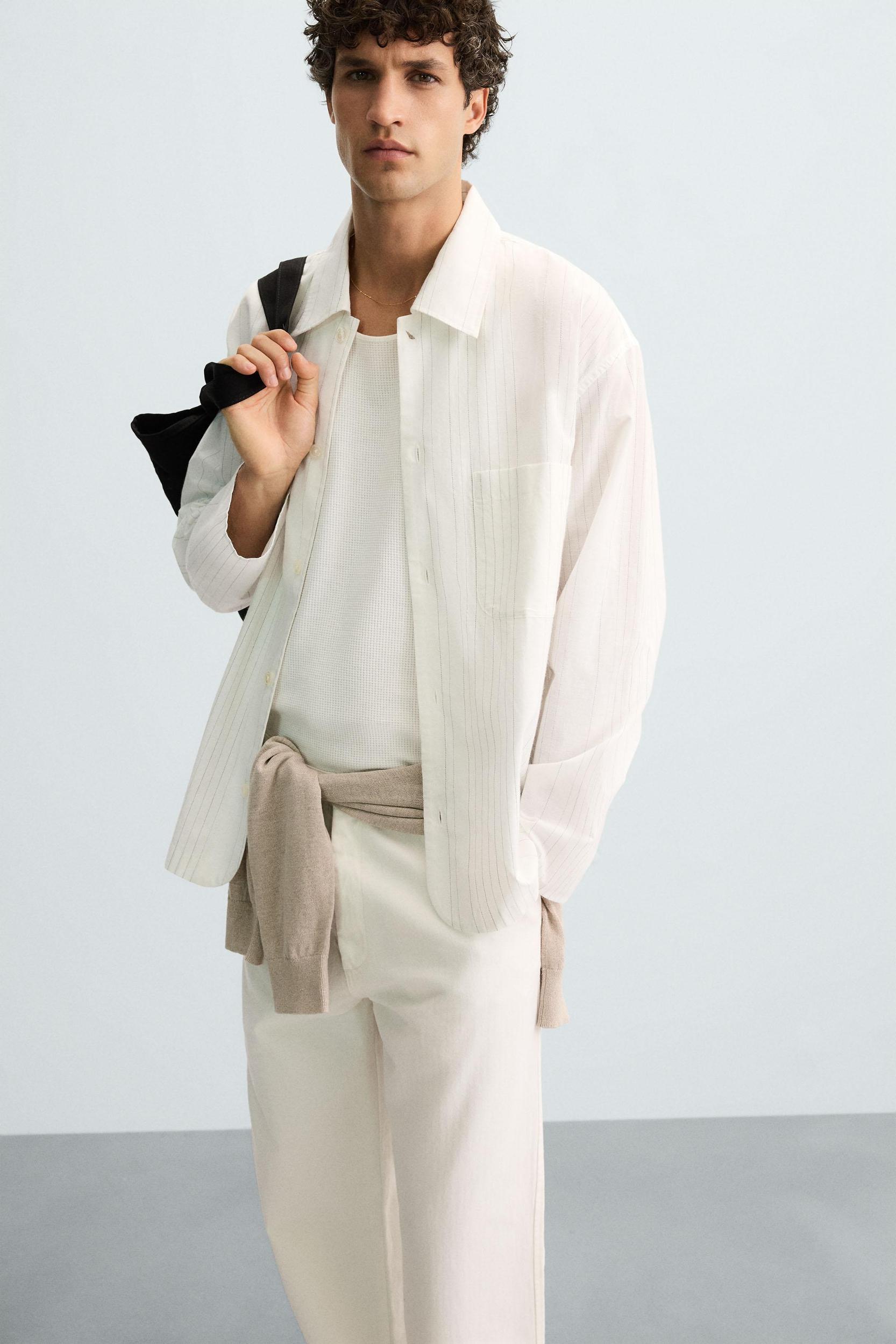 TEXTURED WEAVE STRIPED SHIRT Product Image