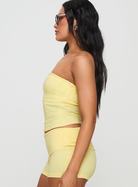Baseline Strapless Rib Top Yellow Product Image
