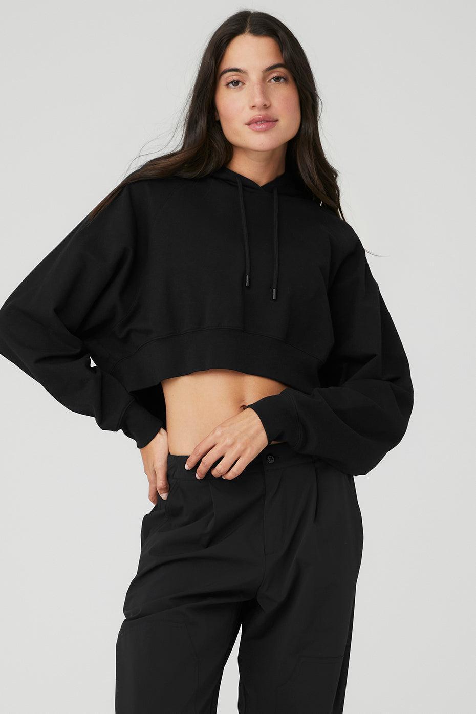 Cropped Double Take Hoodie - Black Female Product Image