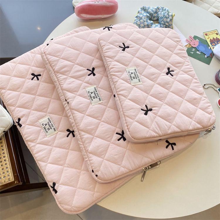 Bow Embroidered Quilted Tablet / Laptop Sleeve Product Image