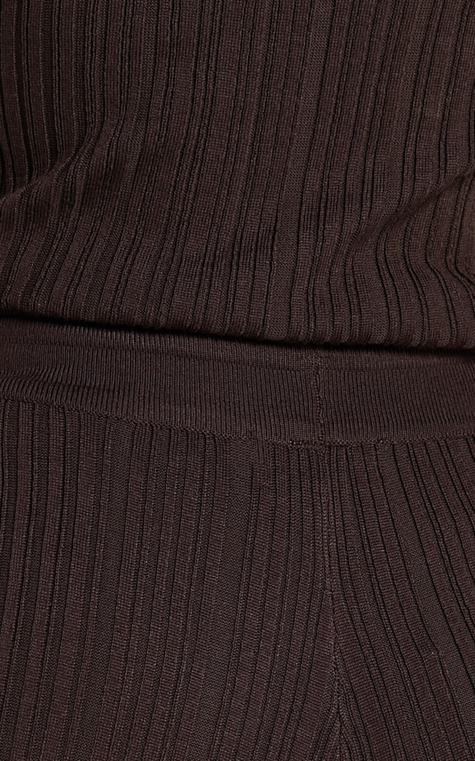 Kelsey Pants - High Drawstring Waist Knit Pants in Chocolate Product Image