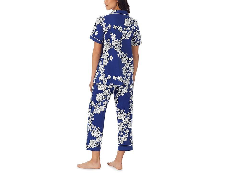 Bedhead PJs Short Sleeve Cropped PJ Set (Cotton Spandex) (Navy Shadow Blossom) Women's Pajama Sets Product Image