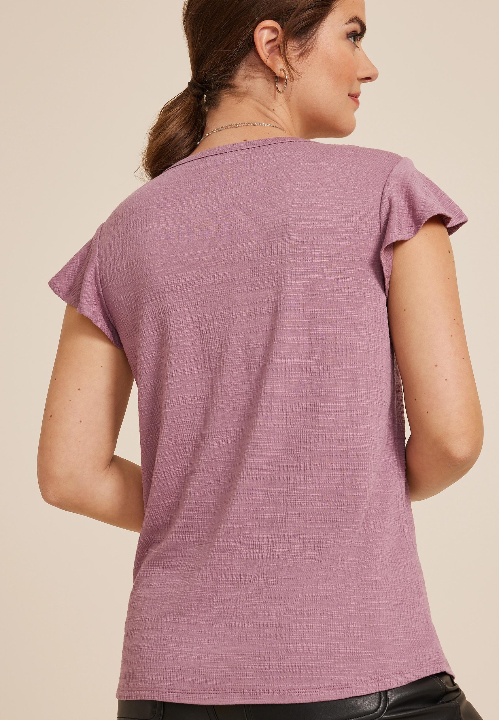 Textured Flutter Sleeve Tee Product Image