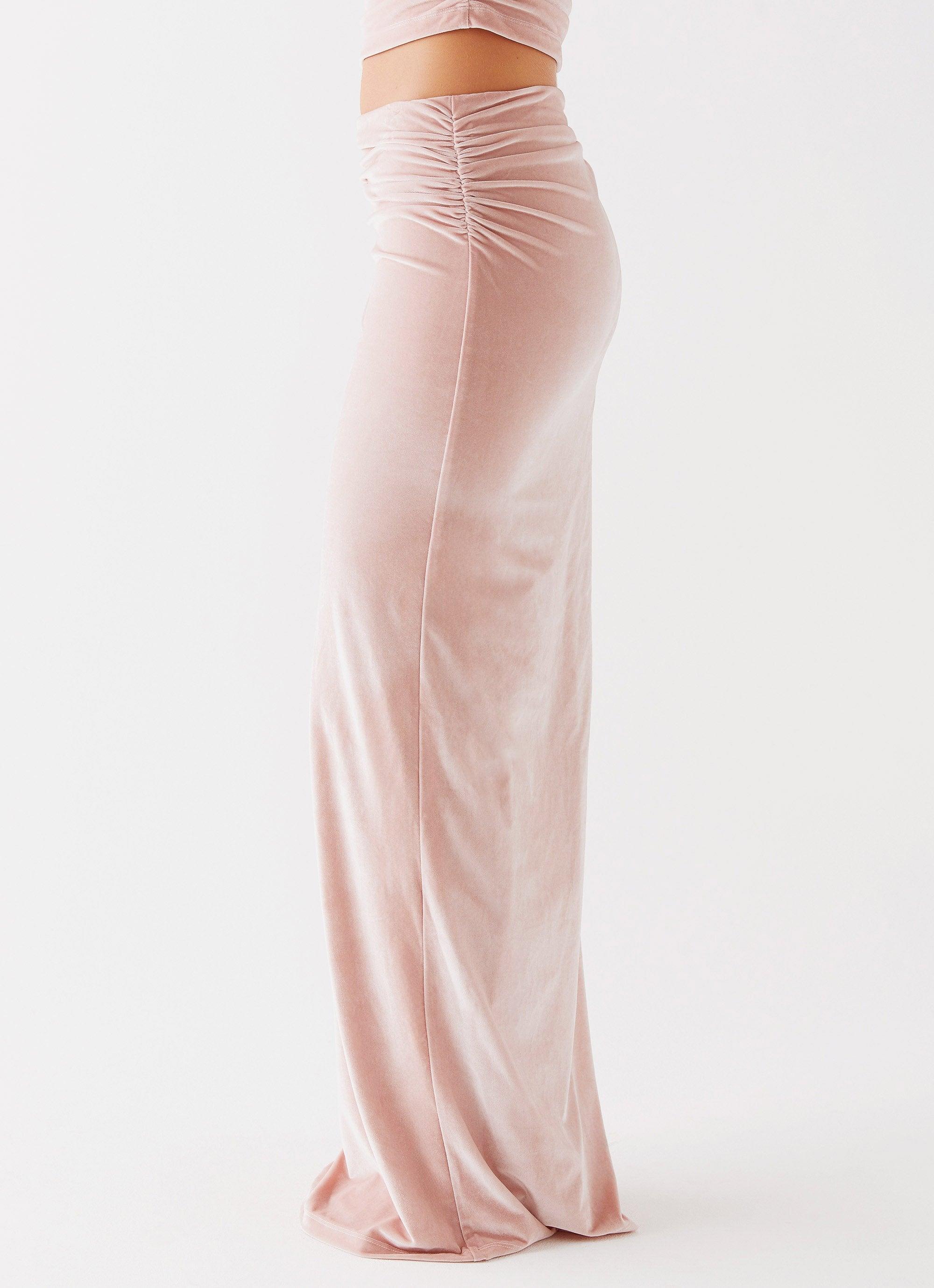 Josie Velvet Maxi Skirt - Pink Product Image