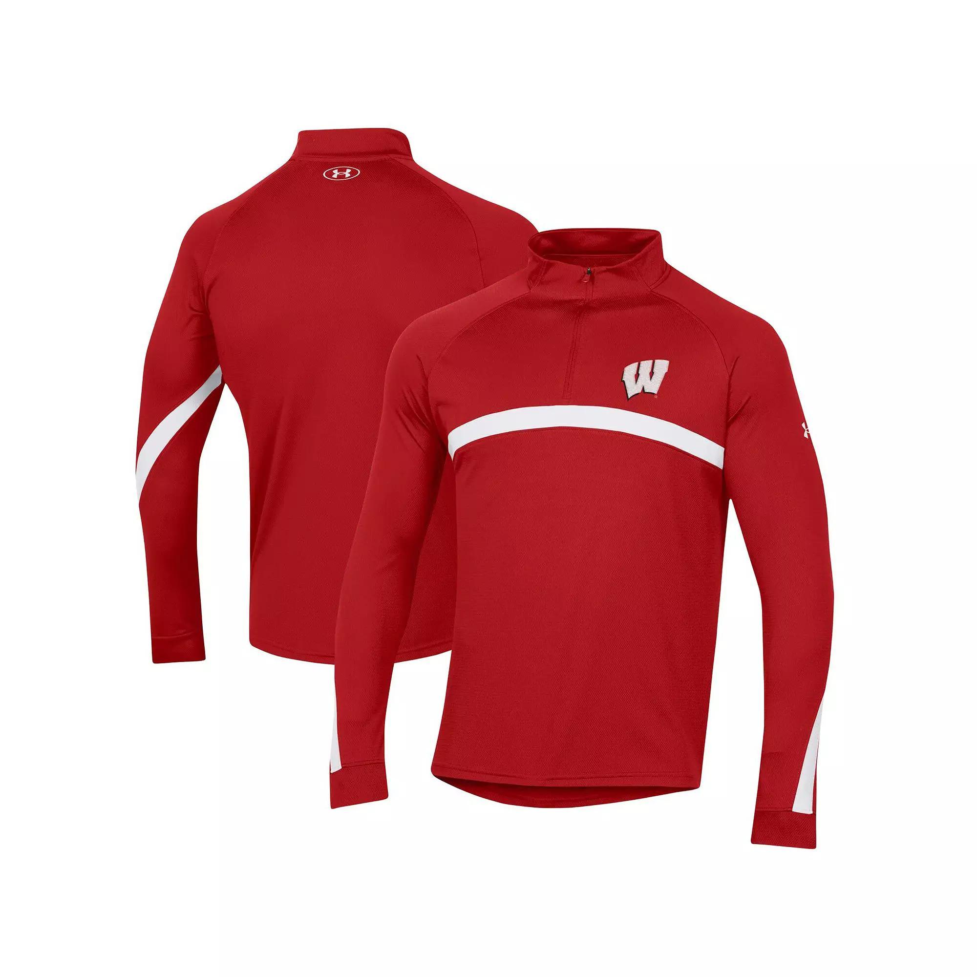 Men's Under Armour Red Wisconsin Badgers Game Day Camo Raglan Quarter-Zip Top,  Product Image