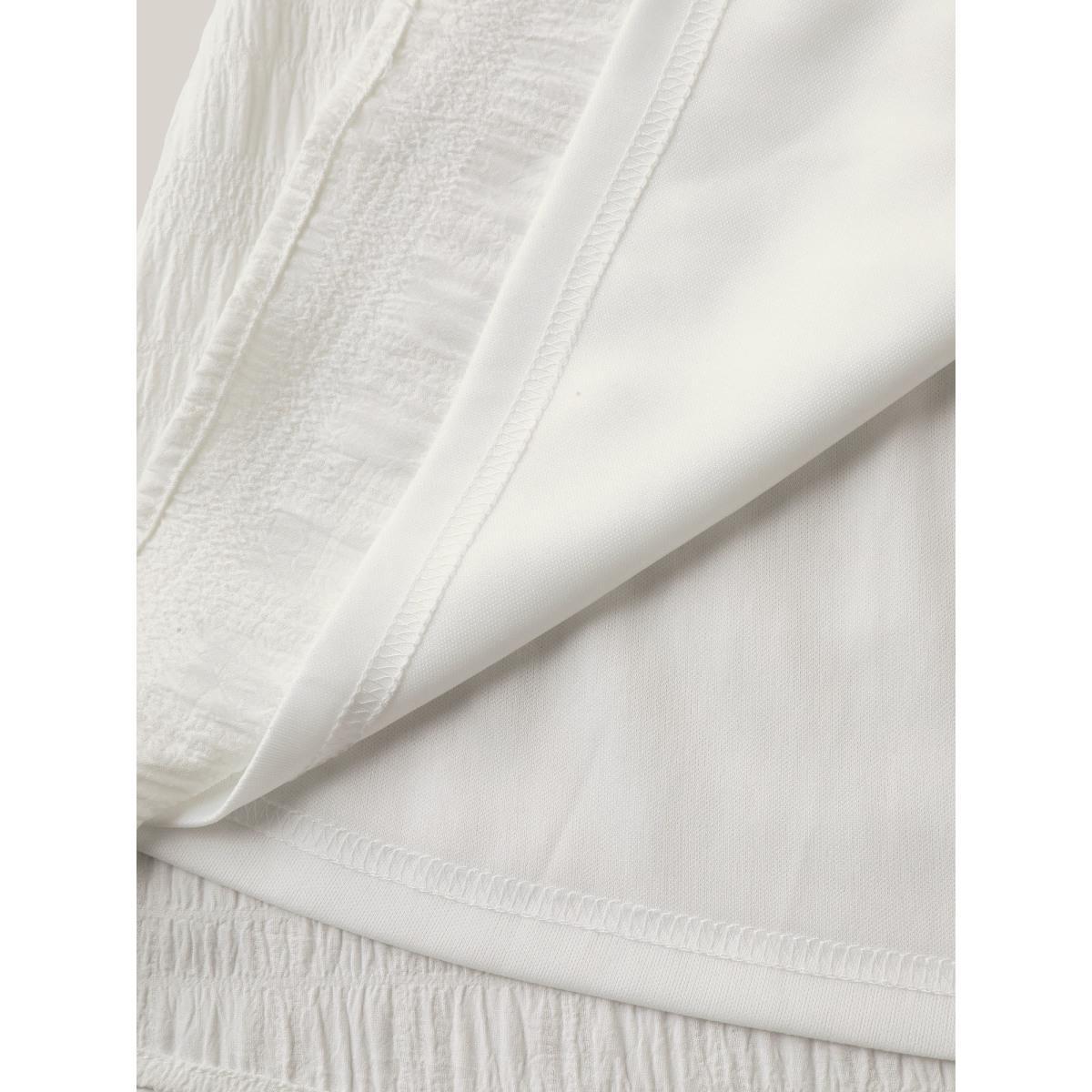 Plus Size Originalwhite Textured Flutter Sleeve Button Detail Blouse Women Cap Sleeve Square Neck Everyday-Casual Blouses BloomChic 10/M Product Image