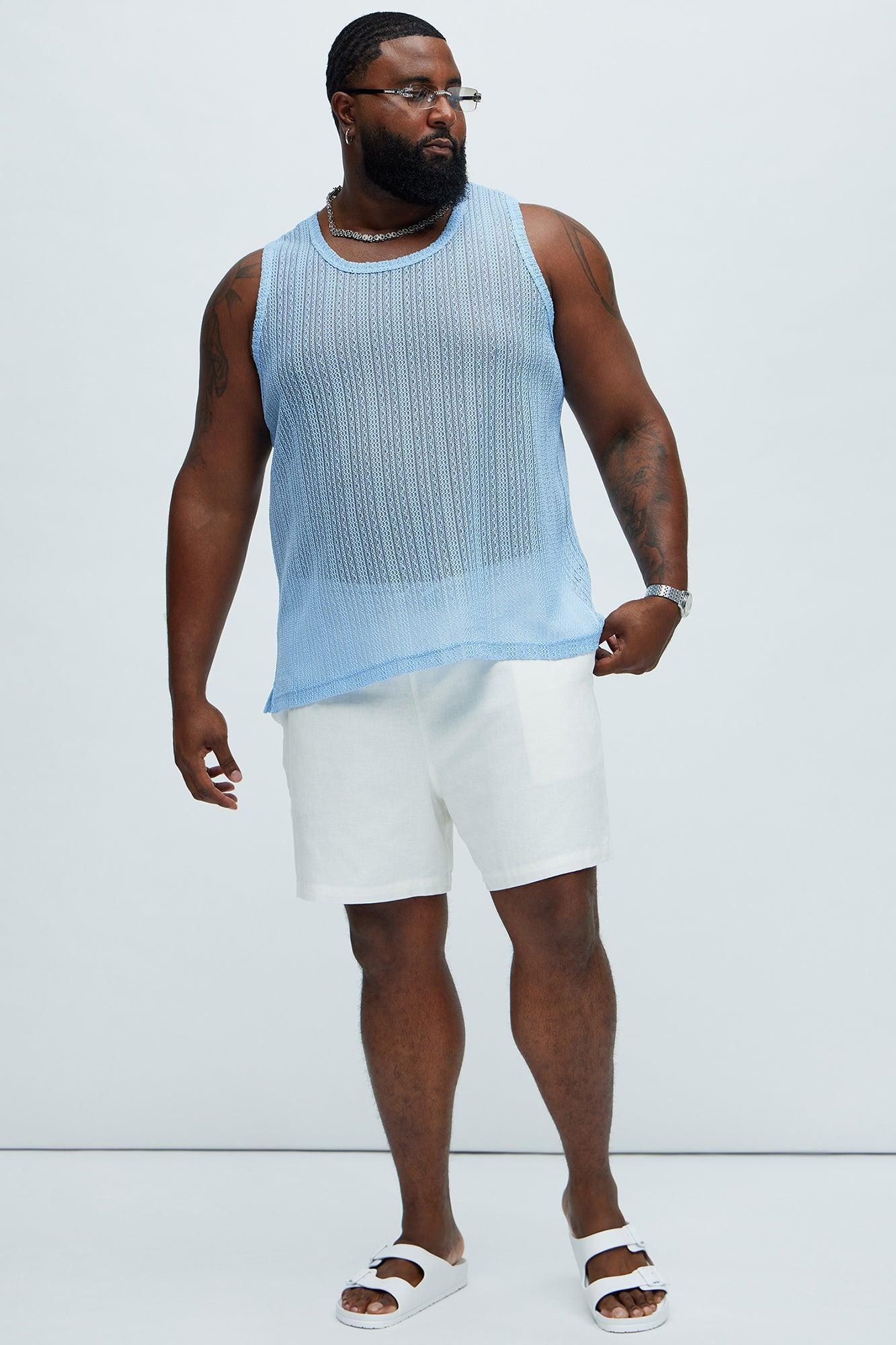 Brannen Textured Relaxed Tank - Light Blue Product Image