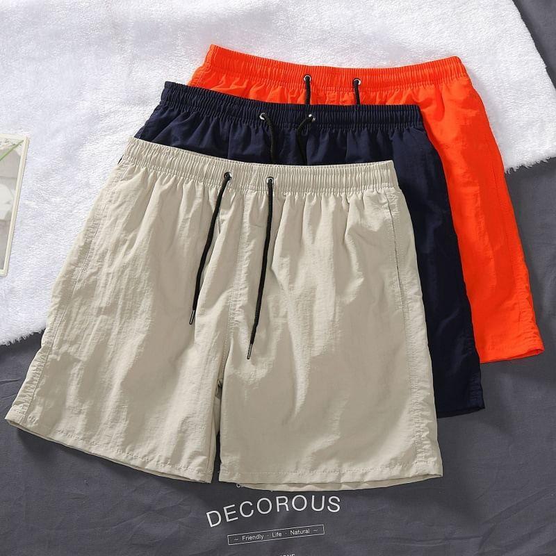 Drawstring Waist Plain Shorts Product Image