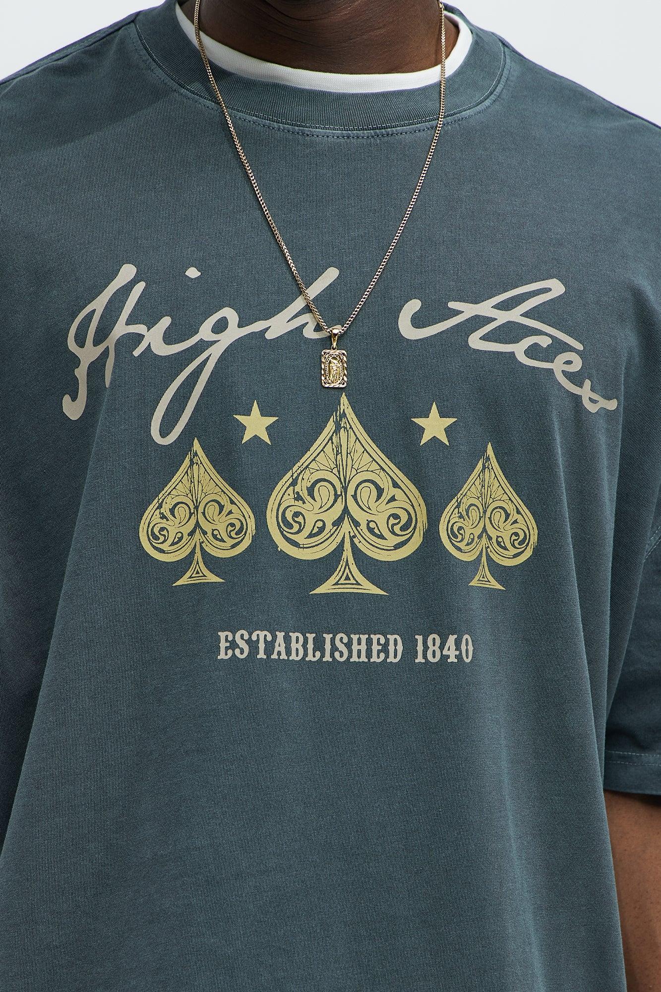 High Aces Oversized Short Sleeve Tee - Grey Product Image