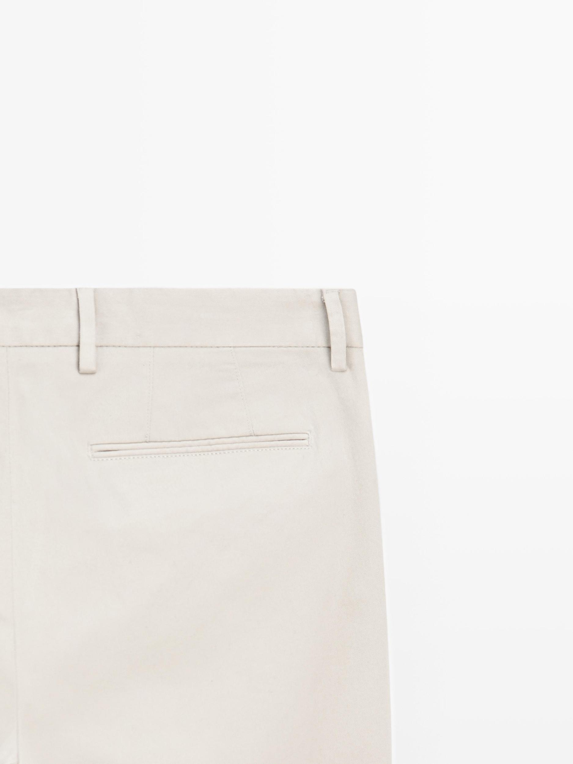 Cotton blend slim fit trousers Product Image