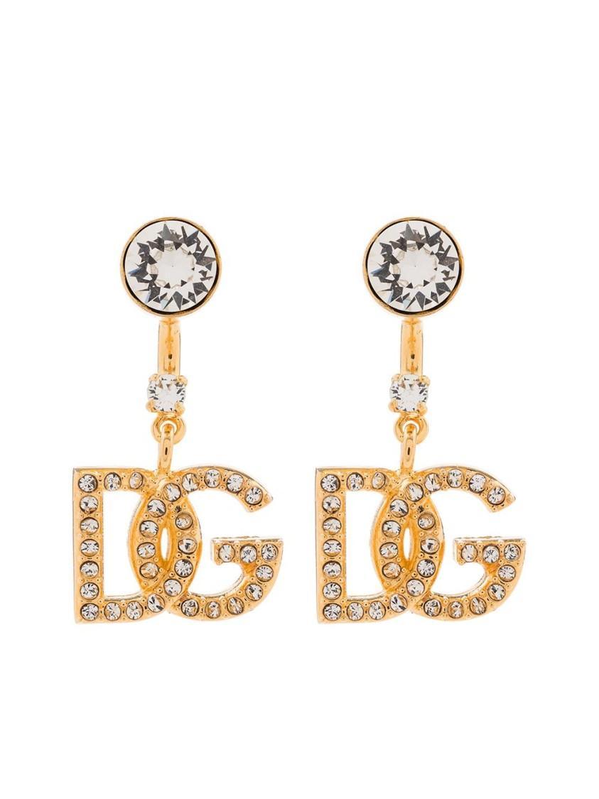 DOLCE & GABBANA Gold Tone Dg Crystal Drop Earrings Product Image