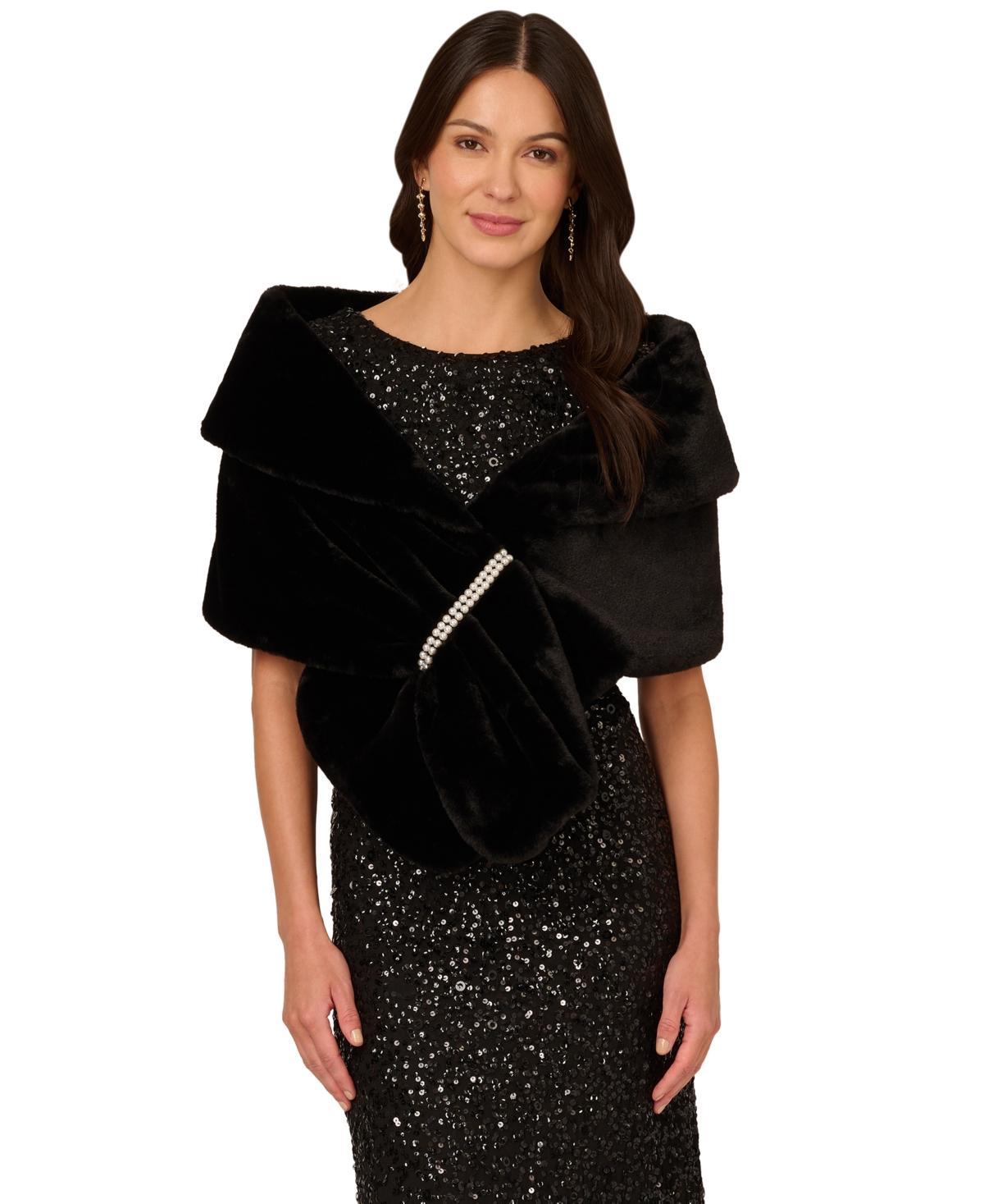 Adrianna Papell Womens Embellished Faux Fur Wrap Product Image