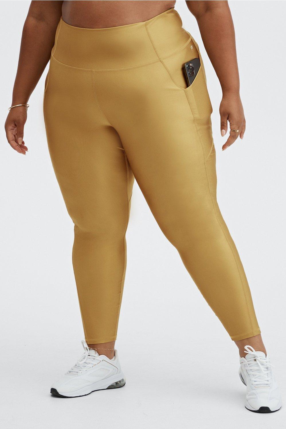 Fabletics Oasis High-Waisted Shine 7/8 Legging Womens Bronze Mist Shine plus Size 2X Product Image