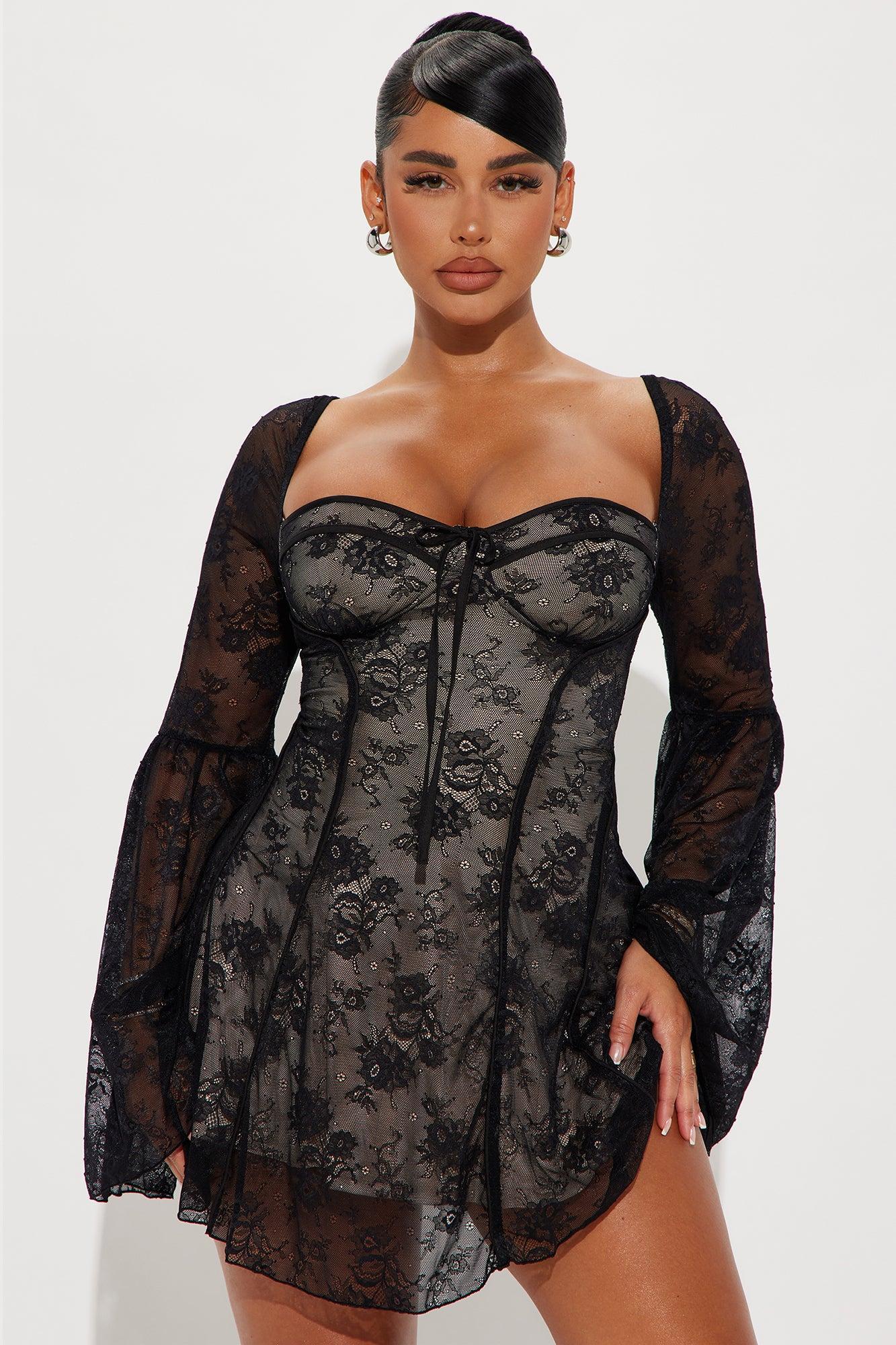 Analise Lace Mini Dress - Black/combo Product Image