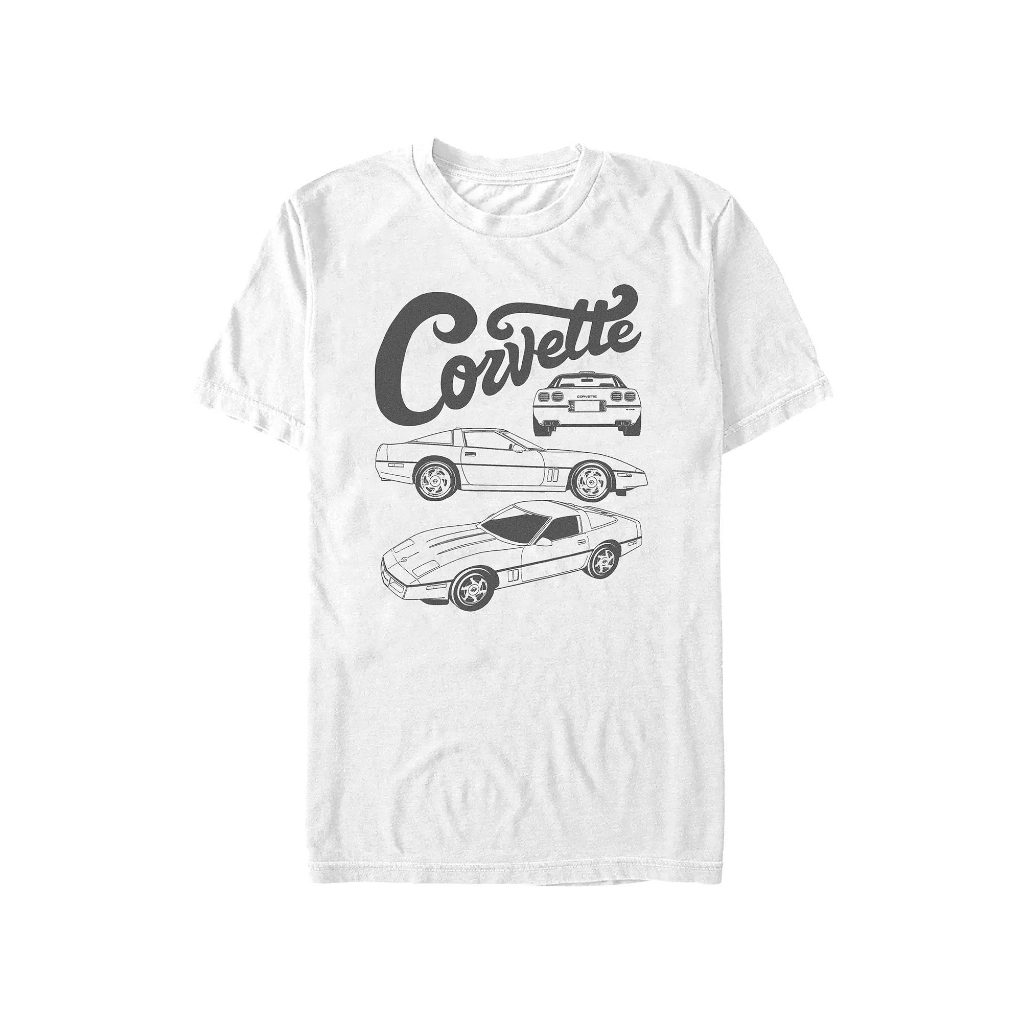 Men's Corvette Poster Graphic Tee, Size: XL, White Product Image