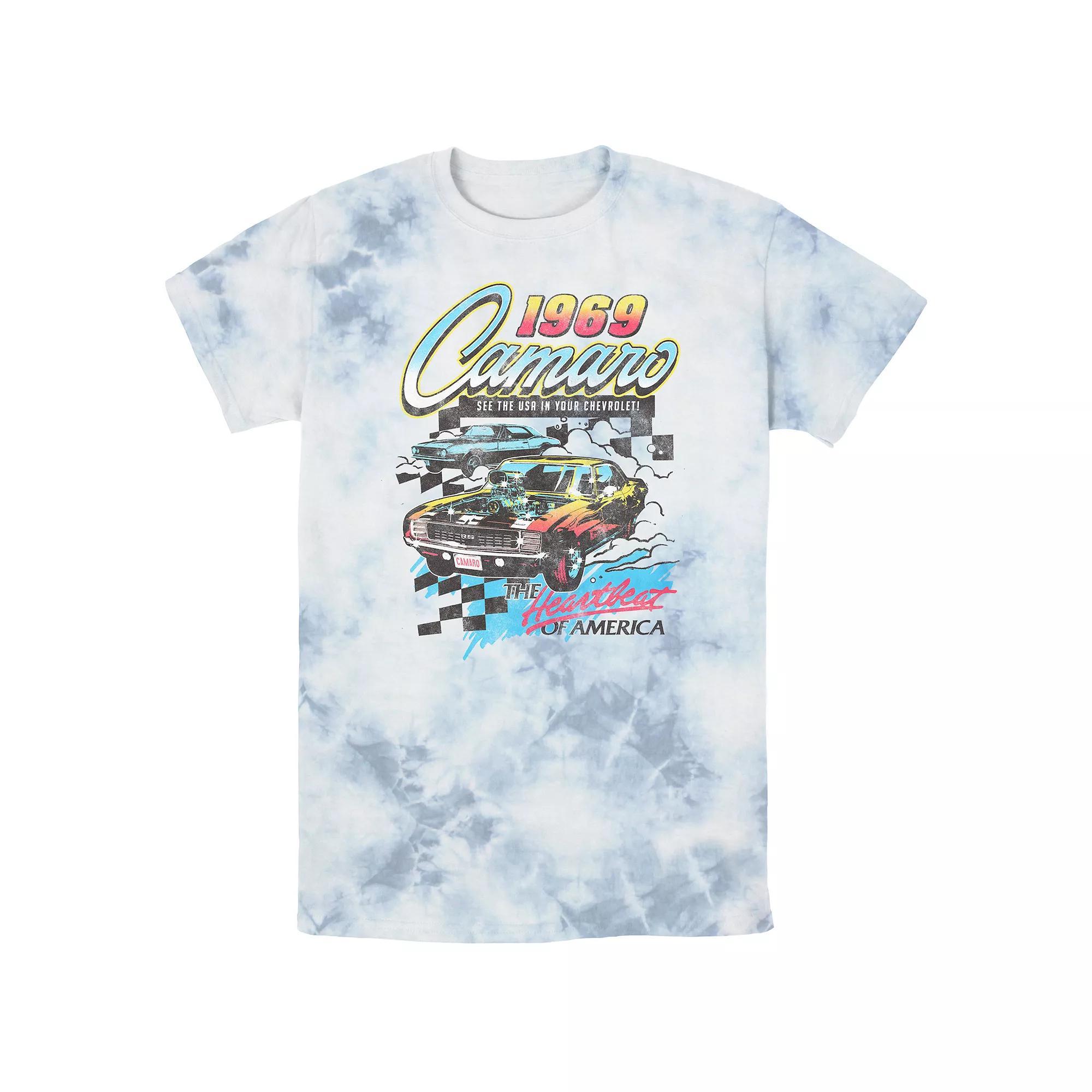 Men's Chevrolet Camaro 1969 The Heartbeat Of America Bombard Wash Graphic Tee, Size: Small, White Blue Product Image