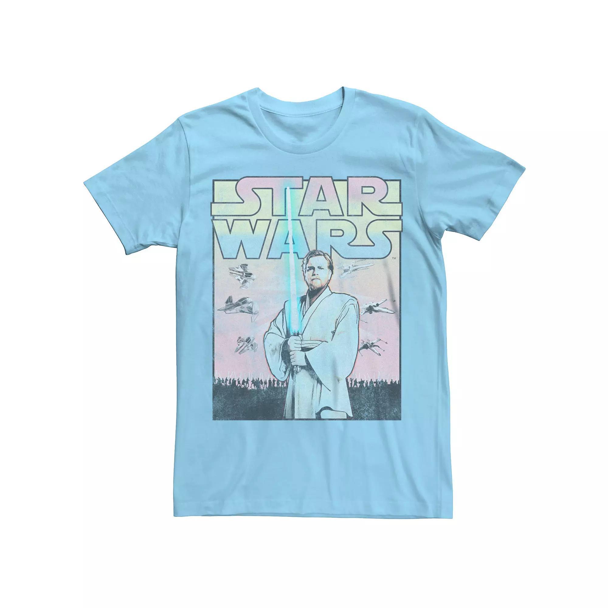 Men's Star Wars Young Obi-Wan Kenobi Distressed Poster Graphic Tee, Size: Medium, Light Blue Product Image