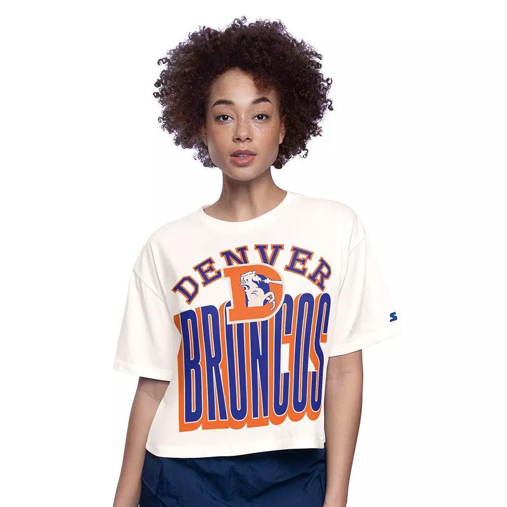 Womens Starter Denver Broncos Throwback Play the Ball Boxy Cropped T-Shirt Product Image