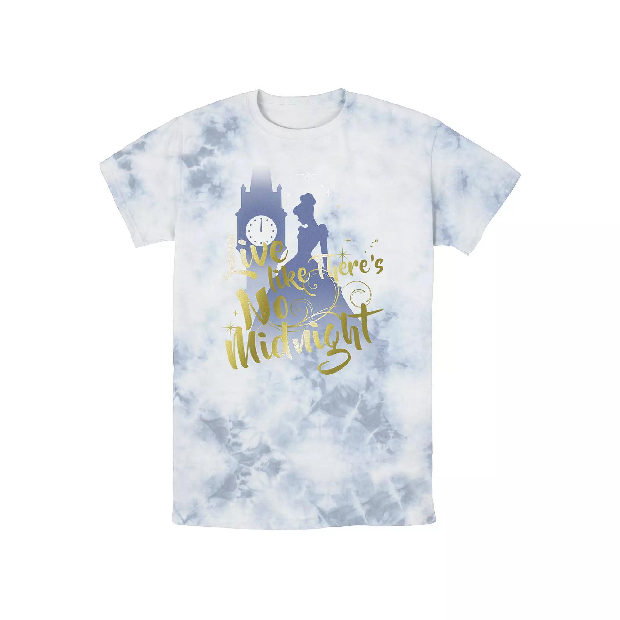 Disney's Cinderella Men's Silhouette Live Like There's No Midnight Bomabrd Wash Tee, Size: XL, White Blue Product Image