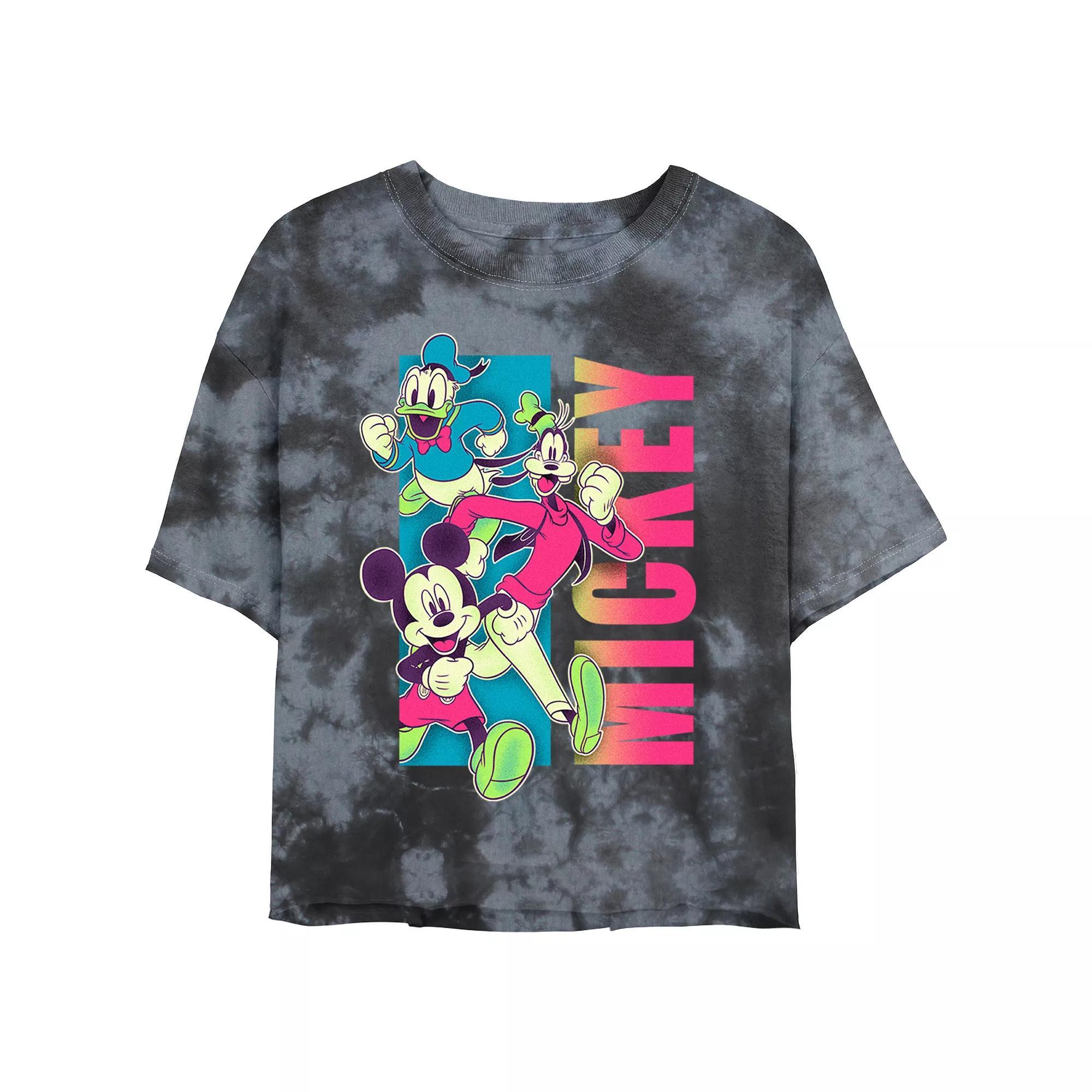 Disney's Mickey Mouse Bust Out Bombard Wash Juniors' Cropped Graphic Tee, Women's, Size: Medium, Black Grey Product Image