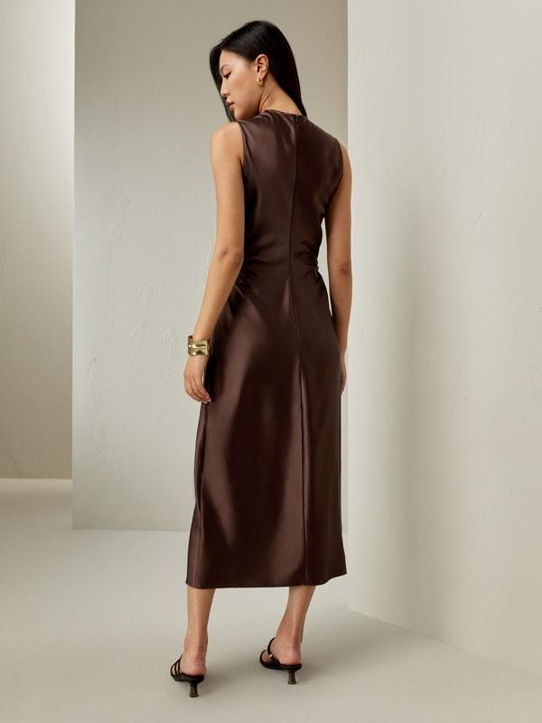 Sleeveless A-line Silk Dress Product Image