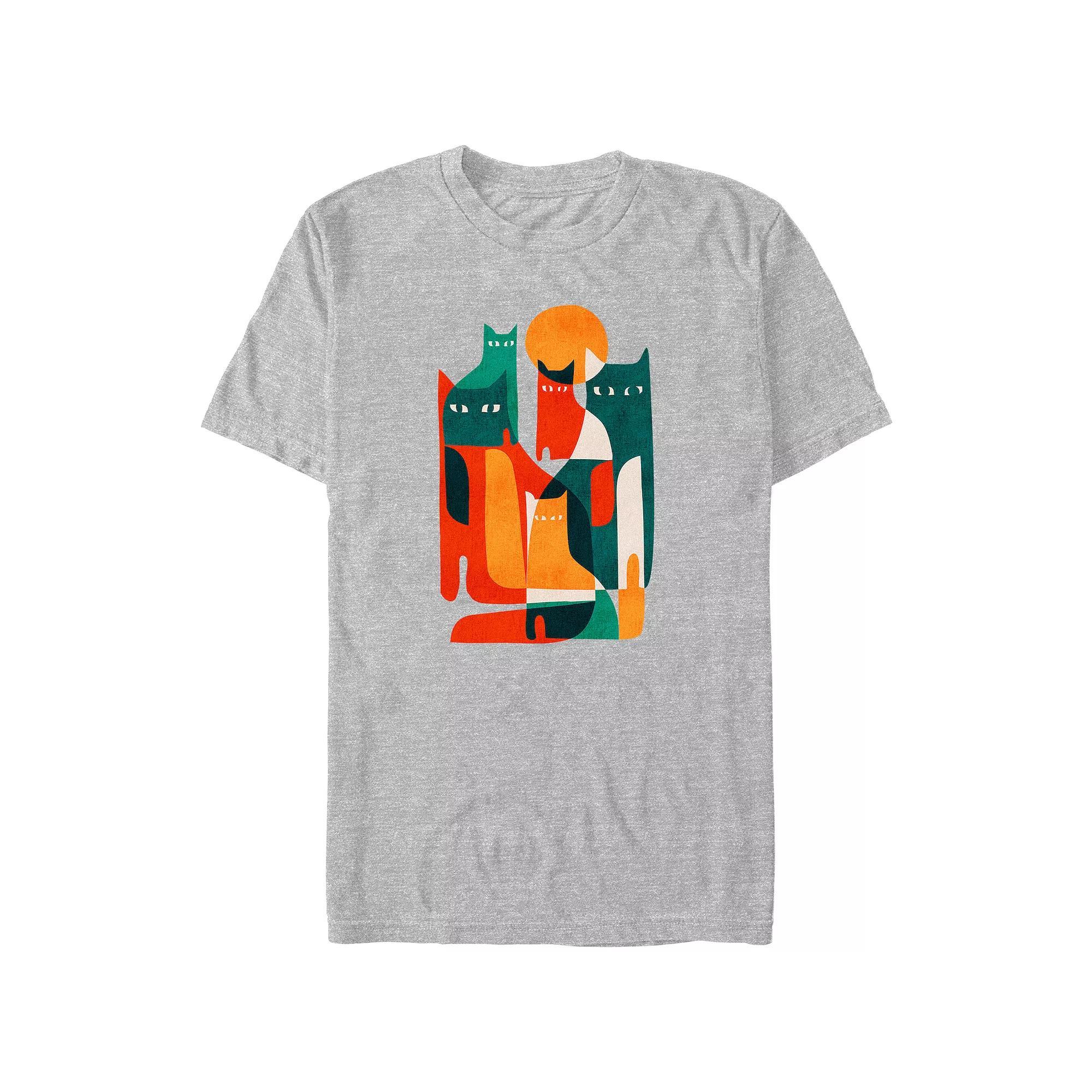 Big & Tall Multicolor Cats Graphic Tee, Men's, Size: 3XL, Athletic Grey Product Image