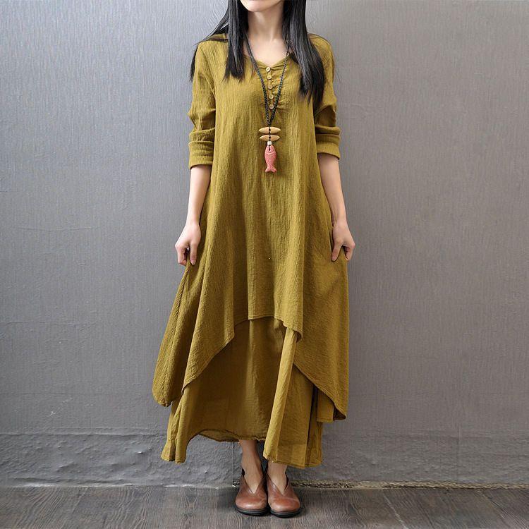 Plain Long Sleeve Maxi Dress Product Image