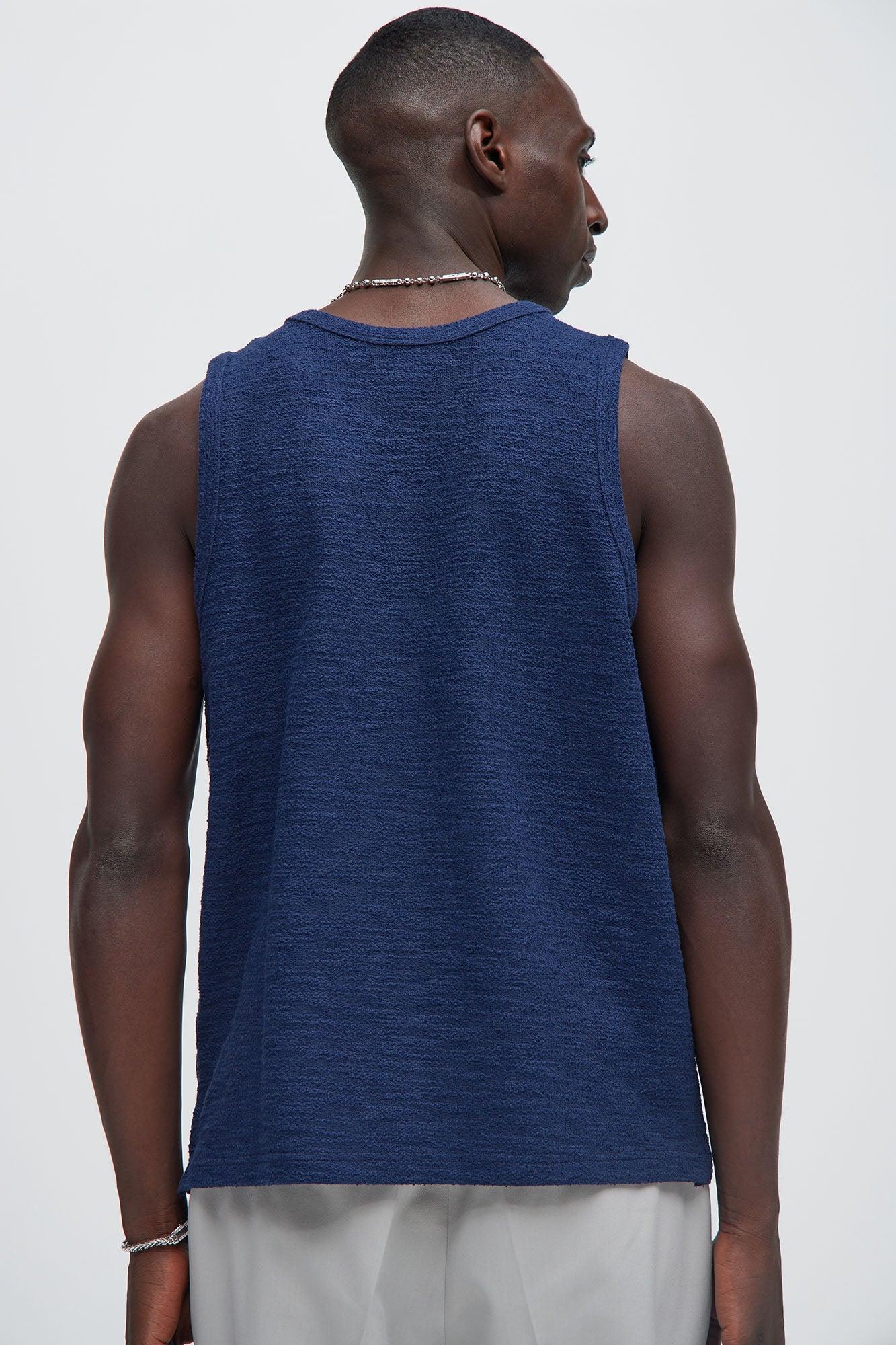 Blaine Textured Relaxed Tank Top - Navy Product Image