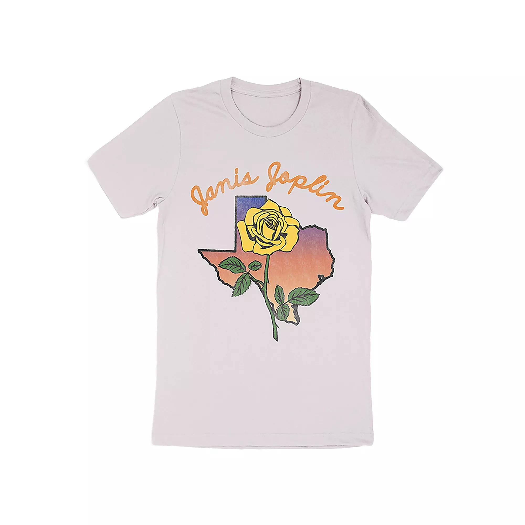 Men's Janis Joplin Texas Yellow Rose Tee, Size: Medium, Gray Product Image